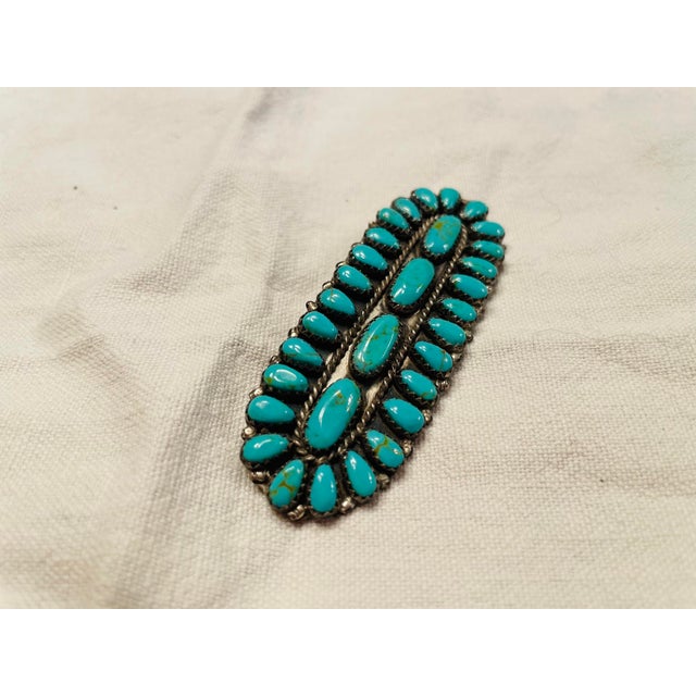 Zuni Brooch in Sterling Silver with Turquoise, 1960s For Sale - Image 6 of 8