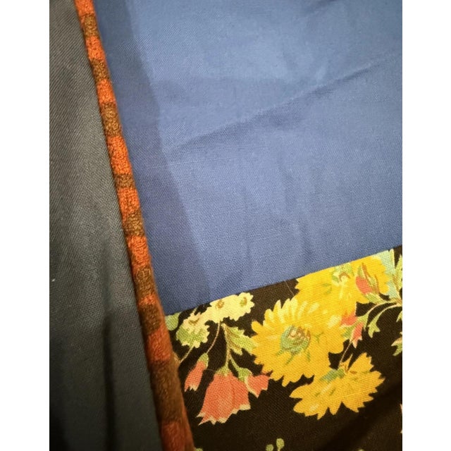 Vintage 70s Handmade Tied Patchwork Quilt Navy Blue 96x73” Full For Sale - Image 4 of 6