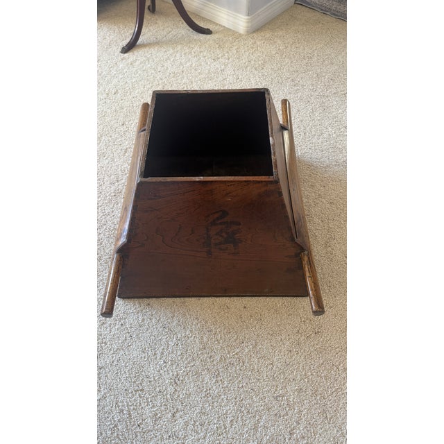 Wood Antique Oriental Rice Measure With Handles, Wood Handmade C 1880 For Sale - Image 7 of 13