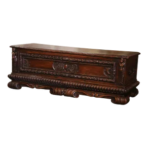 Early 19th Century Italian Carved Walnut "Cassone" Blanket Chest Trunk