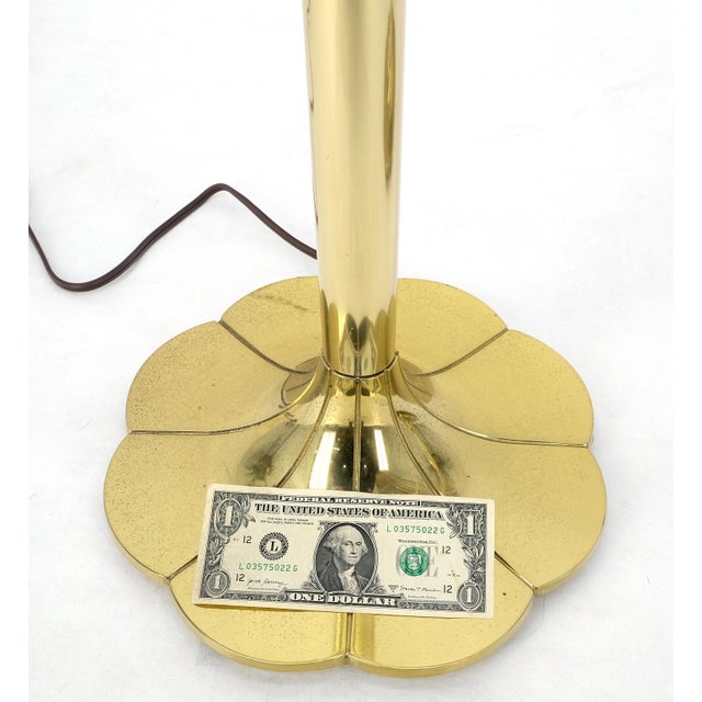 Pair of Clover Shape Base Trumpet Shades Brass Floor Lamps c1970s