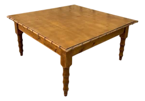 Mid-Century French Aesthetic Movement Faux Bamboo Pine Square Coffee Table