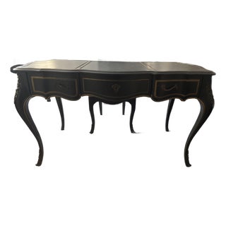 Vintage Louis XV Drexel Heritage Writing Desk With Original Cane Back Chair For Sale