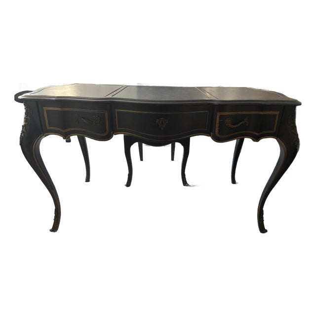 Vintage Louis XV Drexel Heritage Writing Desk With Original Cane Back Chair For Sale