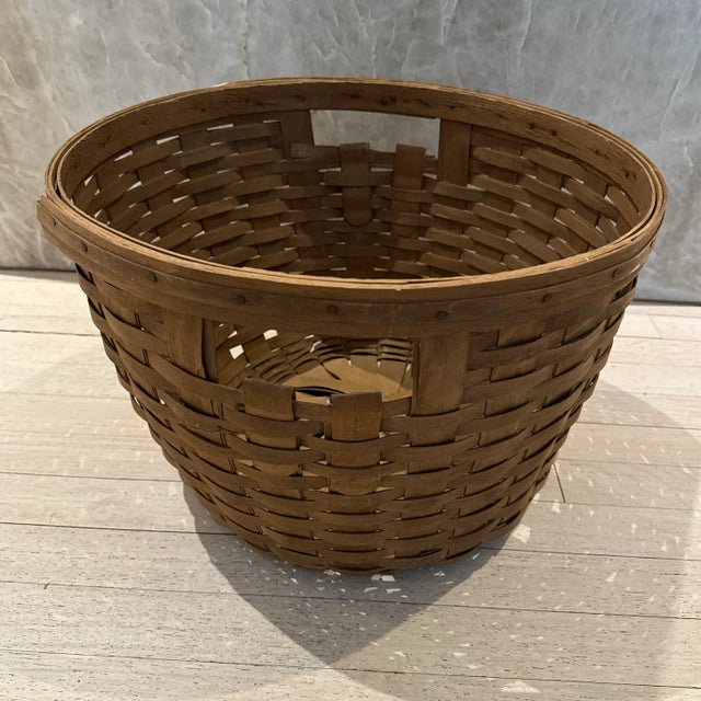 Camel Antique American Farm Fruit Harvest Basket For Sale - Image 8 of 9