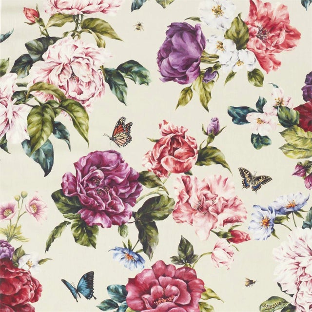 Sanderson Summer Peony Fabric in Fuchshia/Rose - a Sample For Sale