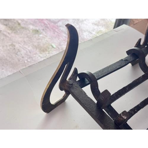 1960s Modernist Wrought Iron and Brass Fire Andiron, 1960s For Sale - Image 5 of 8