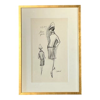 Vintage Pierre Cardin Fashion Sketch For Sale