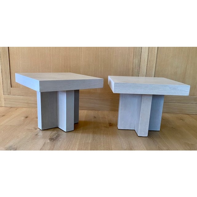 1970s Mid Century Modern, Milo Baughman Style, Bleached and Stained Gray Cruciform Side or Cocktail Table For Sale - Image 12 of 12