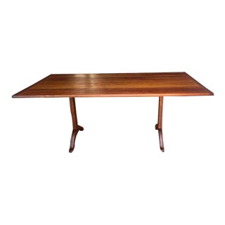 Cherry Soild Wood Trestle Dining Table For Sale