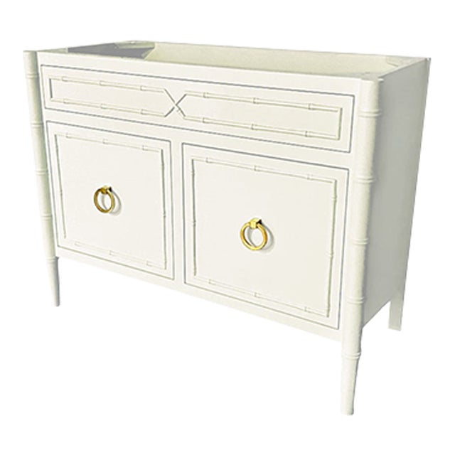 Eze Collection - Custom Faux Bamboo Bath Vanity Base Lacquered in Ben Moore White Dove For Sale