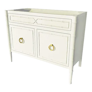 Eze Collection - Custom Faux Bamboo Bath Vanity Base Lacquered in Ben Moore White Dove
