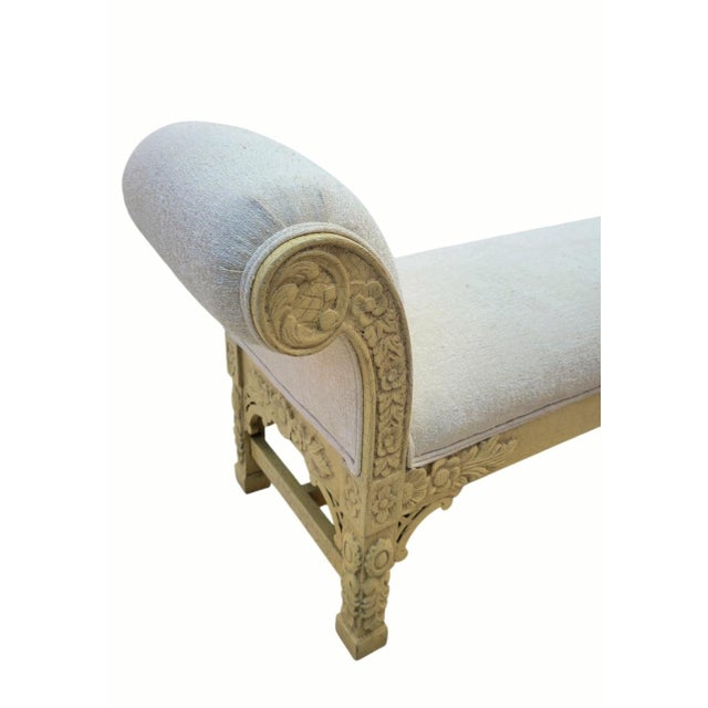 Early 20th Century Vintage Italian Baroque Style Heavily Carved Floral Scrolled Arm Hall Benches- A Pair For Sale - Image 5 of 15