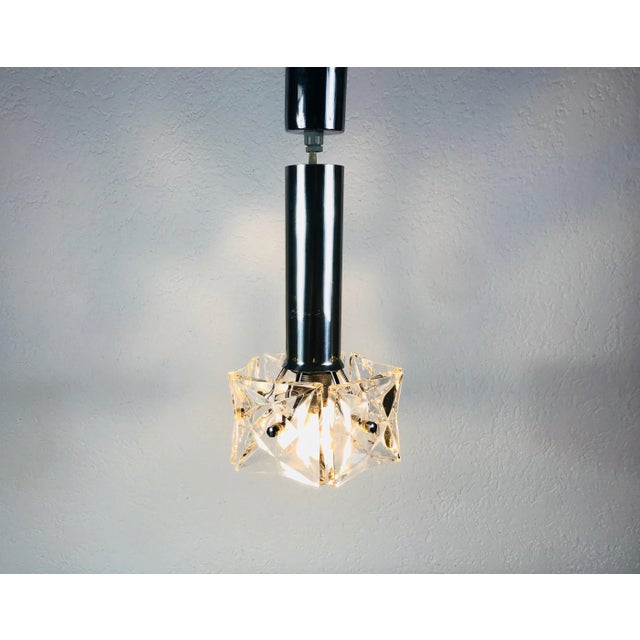1960s Kinkeldey Crystal Ice Glass Pendant Lamp, Germany For Sale - Image 6 of 9