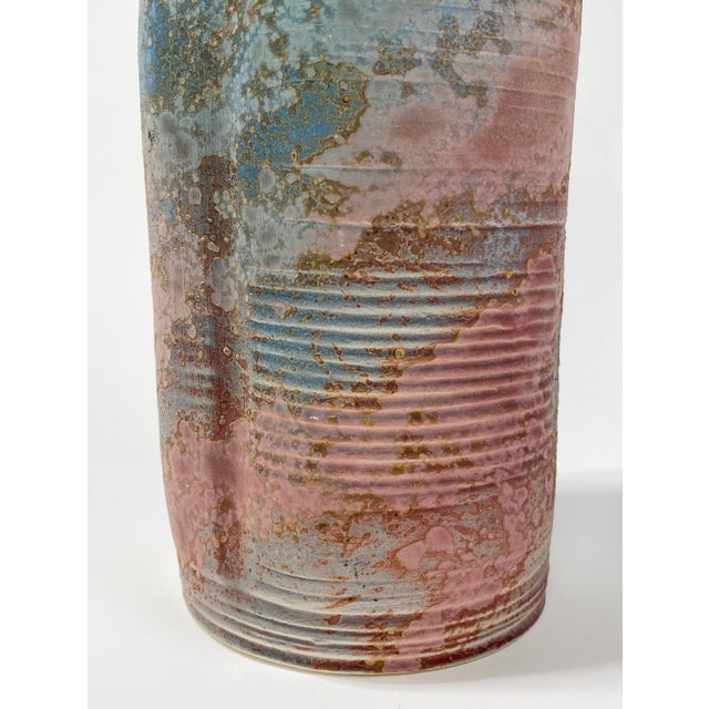 Pink Vintage Tony Evans Tall Studio Pottery Vase Vessel For Sale - Image 8 of 9