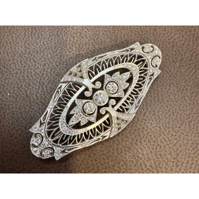 **Estate Art Deco 1 Ct Diamond Platinum Pin/Broach - VS Quality** This exquisite piece is a stunning example of Estate Art...