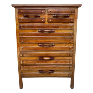 20th Century Spanish Tuscan Sifonier with Six Drawers in Carved Pine, 1950s For Sale