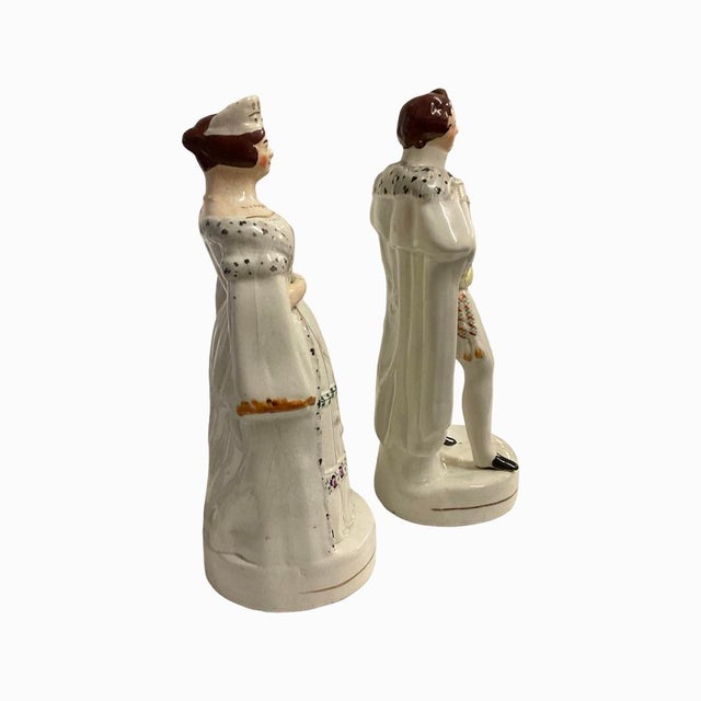 English Pair of Mid 19th Century Queen Victoria and Prince Albert Staffordshire Figures For Sale - Image 3 of 6