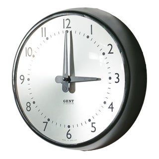 Clock in Satin Black from Gent of Leicester, England, 1960s For Sale