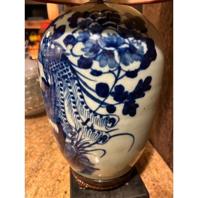 Chinoiserie Late 19th Century Chinese Celadon Phoenix Jar Table Lamp – 3-Tier Antique Base & New Cord For Sale - Image 3 of 12