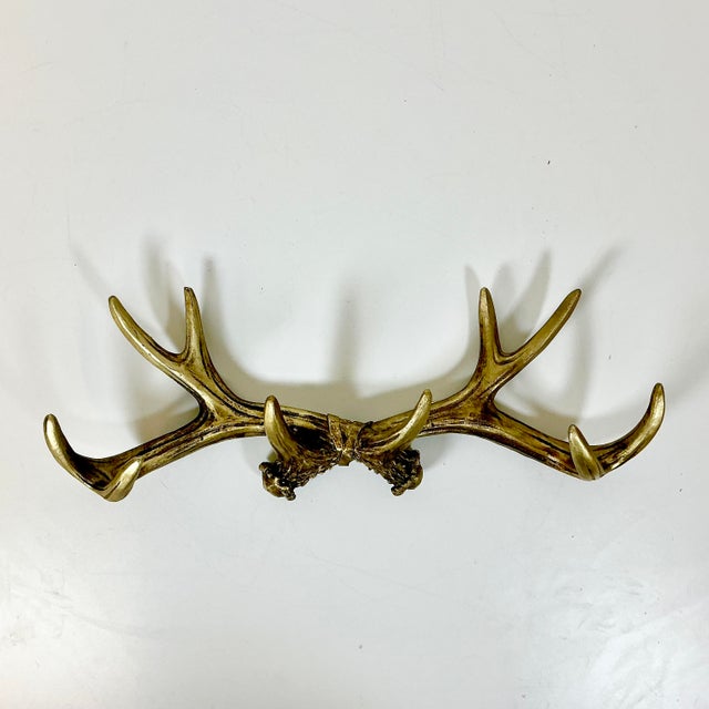 Vintage Rustic Adirondack Arts & Crafts Faux Antler Wall Mounted Hooks. For Sale - Image 10 of 11