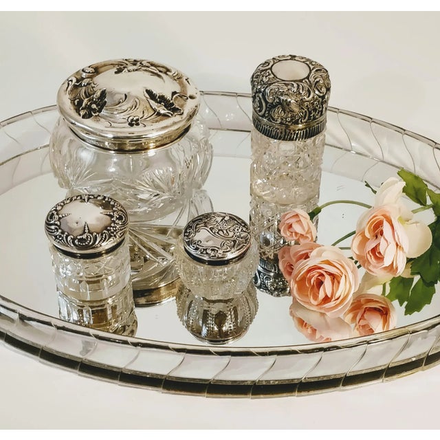 Sterling Cut Glass Art Nouveau Repousee Powder Jar For Sale - Image 12 of 13