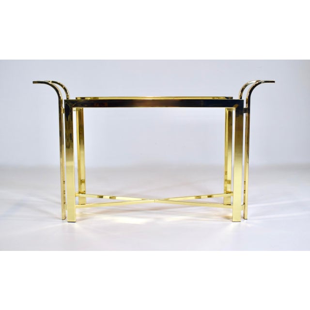 DIA - Design Institute America 1970's Brass & Glass Console Table, Milo Baughman Attr: Dia For Sale - Image 4 of 13