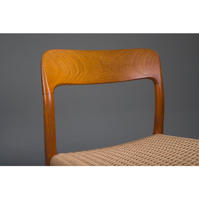 1960s Danish Teak Mod. 77 Dining Chairs with Paper Cord by Niels O. Møller for J.L. Møllers, 1959, Set of 3 For Sale - Image 5 of 11