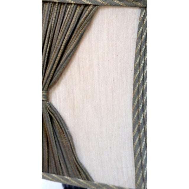 Mid Century Square Green and Tan Pleated Lamp Shade For Sale - Image 9 of 12
