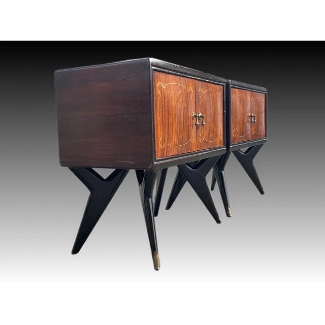 Paolo Buffa Italian Art Deco Bedside Cabinets in the style of Paolo Buffa, 1950s, Set of 2 For Sale - Image 4 of 12