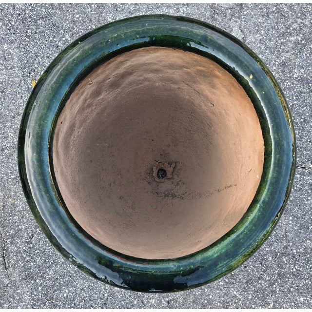 Moroccan Handcrafted Pottery Planter / Deep Green For Sale - Image 4 of 6