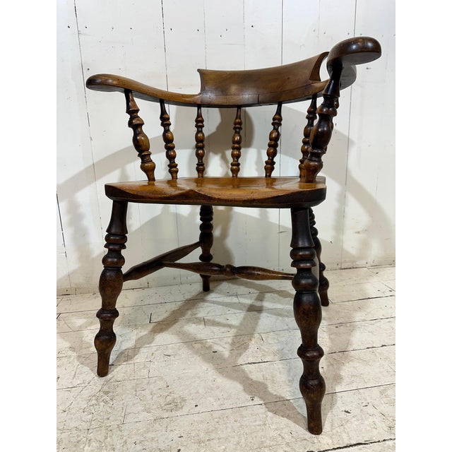 Victorian Elm and Birch Captain's Chair, England, 1880s For Sale - Image 6 of 13
