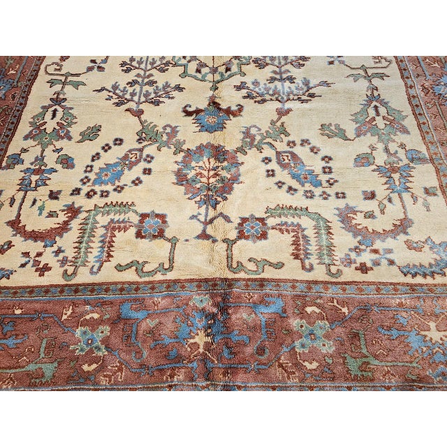 Brown Vintage Turkish Oushak Rug, Handwoven Wool, Allover Geometric Design, 10' x 14' For Sale - Image 8 of 13