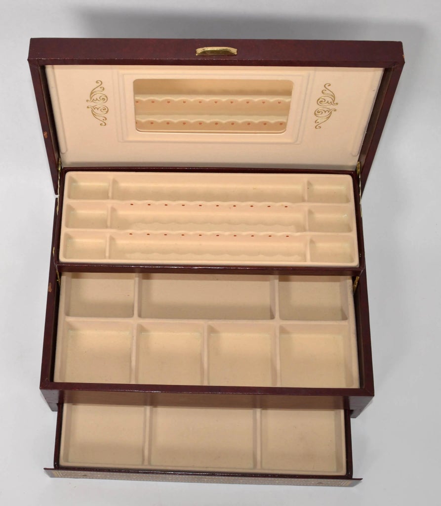 1990s Vintage Mele Usa Large Jewelry Box Leather | Chairish
