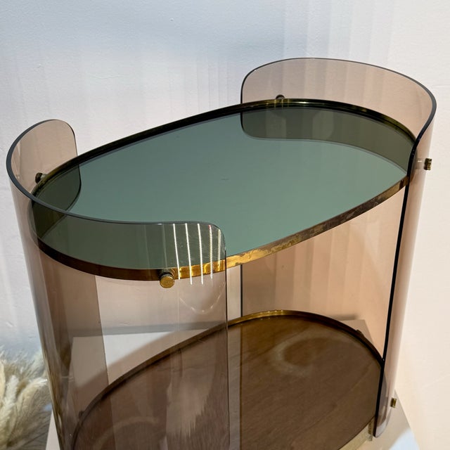 Italian Space Age Serving Trolley in Acrylic and Brass, 1968 For Sale - Image 12 of 18