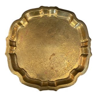 1970s French Brass Serving Tray For Sale