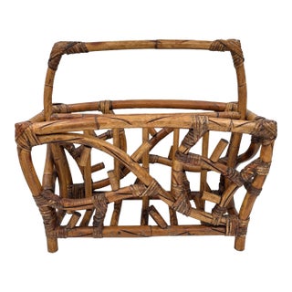 Late 20th Century Vintage Palecek Bamboo Magazine Rack For Sale