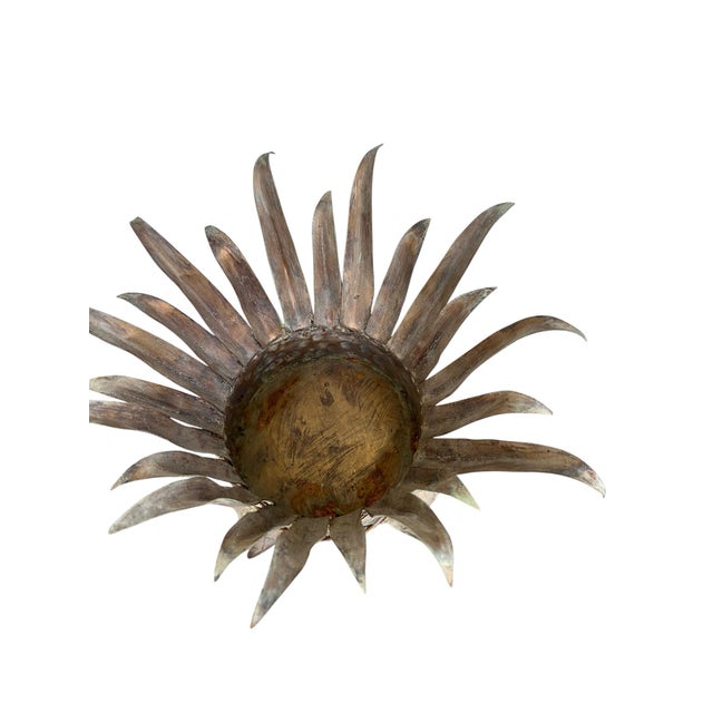 Vintage Mexican Hammered Copper Pineapple Leaf Planter Urn Stand, Palm Beach Style For Sale - Image 4 of 6