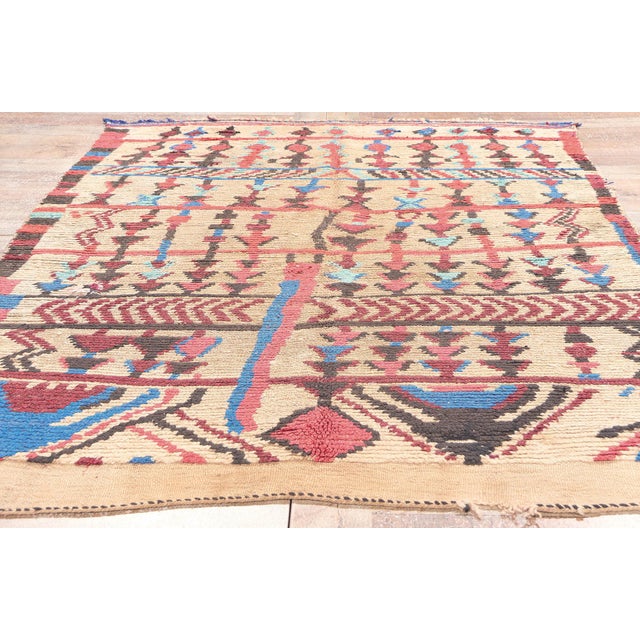 Beige Vintage Moroccan Azilal Rug, 04'07 X 06'09 For Sale - Image 8 of 9