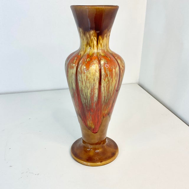 Mid 20th Century Mid-Century Americana Folk Art Boho Chic Dripped Glazed Ceramic Vase. For Sale - Image 5 of 10