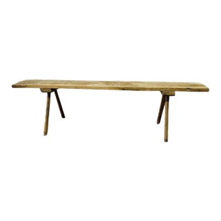 Mid 20th Century Antique European Rustic Butcher’s Bench – Handcrafted Bleached Wood Bench For Sale