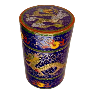 Vintage Chinese Cloisonné Jewelry Box With Dragons.