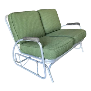1930s Streamline Art Deco Aluminum Patio Glider Settee
