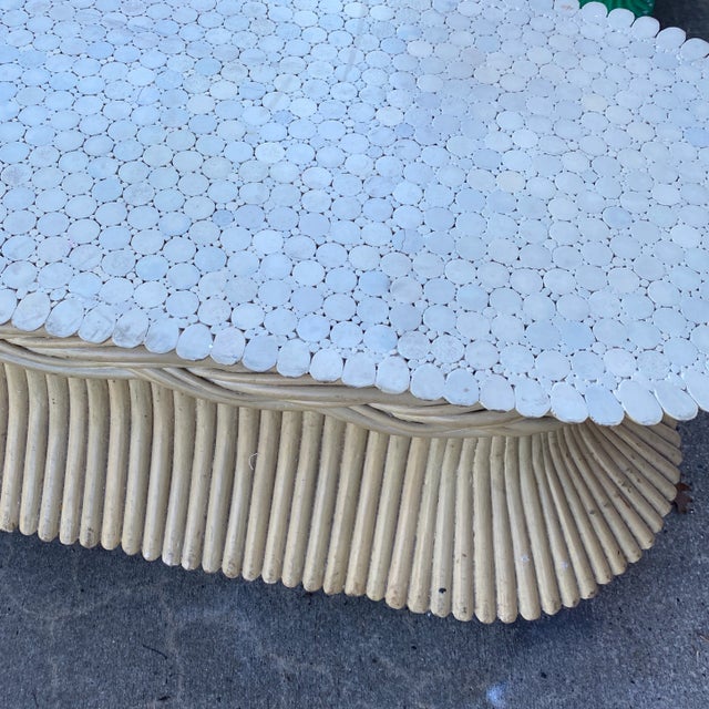 Hollywood Regency 1970s McGuire White Wheat Coffee Table For Sale - Image 3 of 13