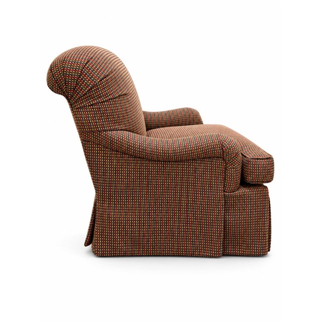 Vintage 1999 Ethan Allen Upholstered Armchair Pair With Matching Ottoman For Sale In Raleigh - Image 6 of 10