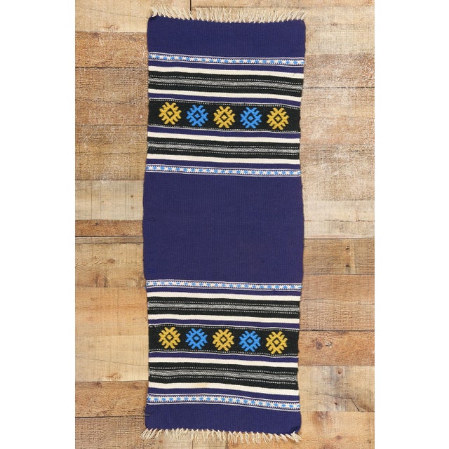Vintage Blue Cretan Greek Kilim Rug - 01'06 X 03'10 For Sale - Image 10 of 10