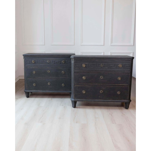 19th Century Pair of Swedish 19th Century Painted Chests of Drawers, c. 1850 For Sale - Image 5 of 11