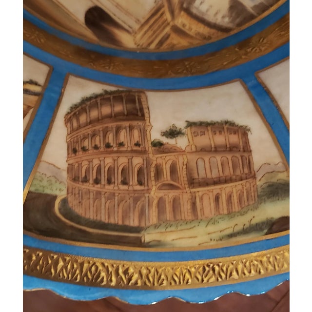 Pair of Sevres Patinated Metal Mounted Blue Celeste Roman Compotes, 1870s For Sale - Image 12 of 13