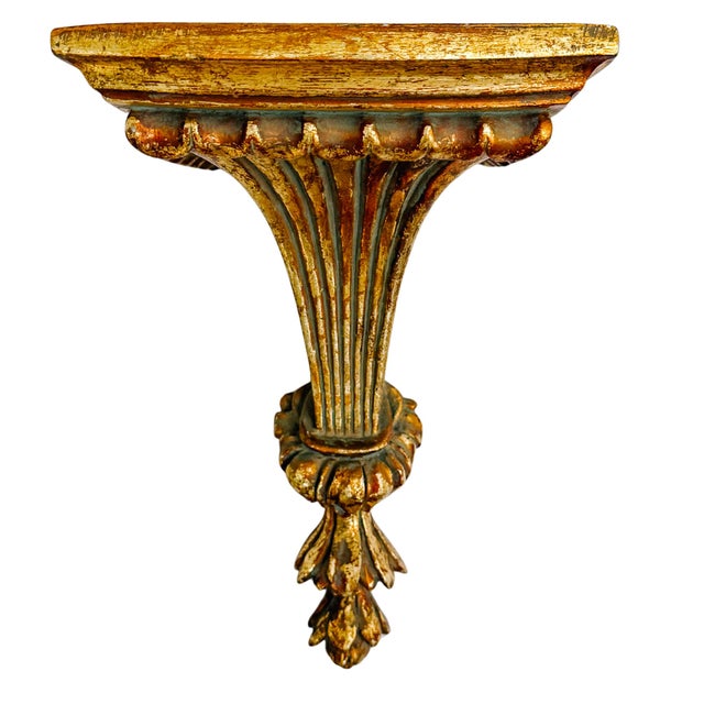 Elevate your walls with this striking pair of vintage Neoclassical-style wall brackets or corbel shelves. Beautifully...