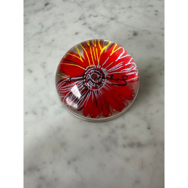 Andy Warhol 1990s Andy Warhol Rosenthal Daisies Collection /Red Paperweight 3.35”, 487g Orig Box For Sale - Image 4 of 7